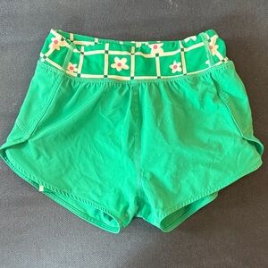 Hanna Andersson Green Kids Shorts with Floral Waistband